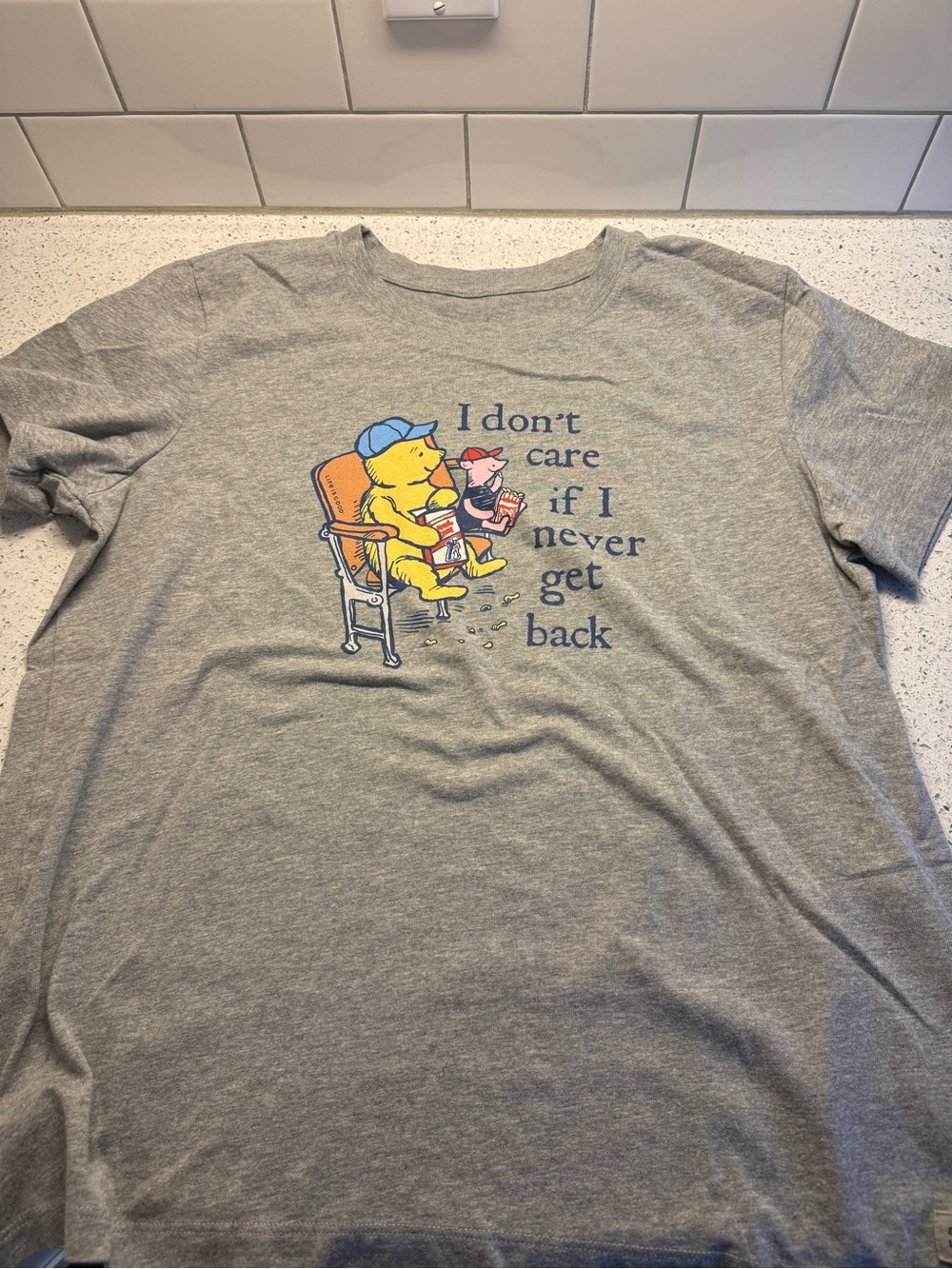 Life Is Good Gray Short-Sleeve Tee with Yellow Character Graphic